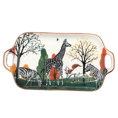 Nordic Animal Design 11.75'' Rectangular Deep Dish Ceramic Tableware Set Family Hotel Restaurant Porcelain Dinnerware Set