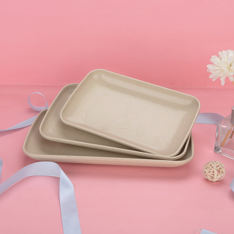 Wheat straw square plate household restaurant rice noodle dumpling plate, barbecue plate tray, plastic plate plate dinner set