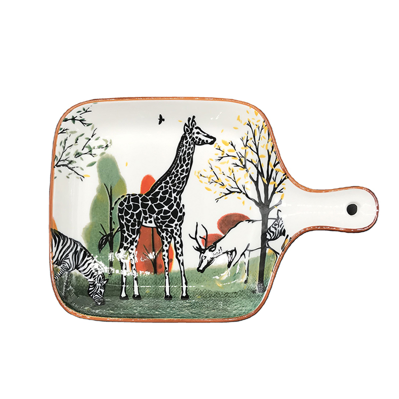 Nordic Forest Animal 8.75'' Baking Plate Ceramic Dinnerware Set Family Hotel Wedding Restaurant Porcelain Tableware Set