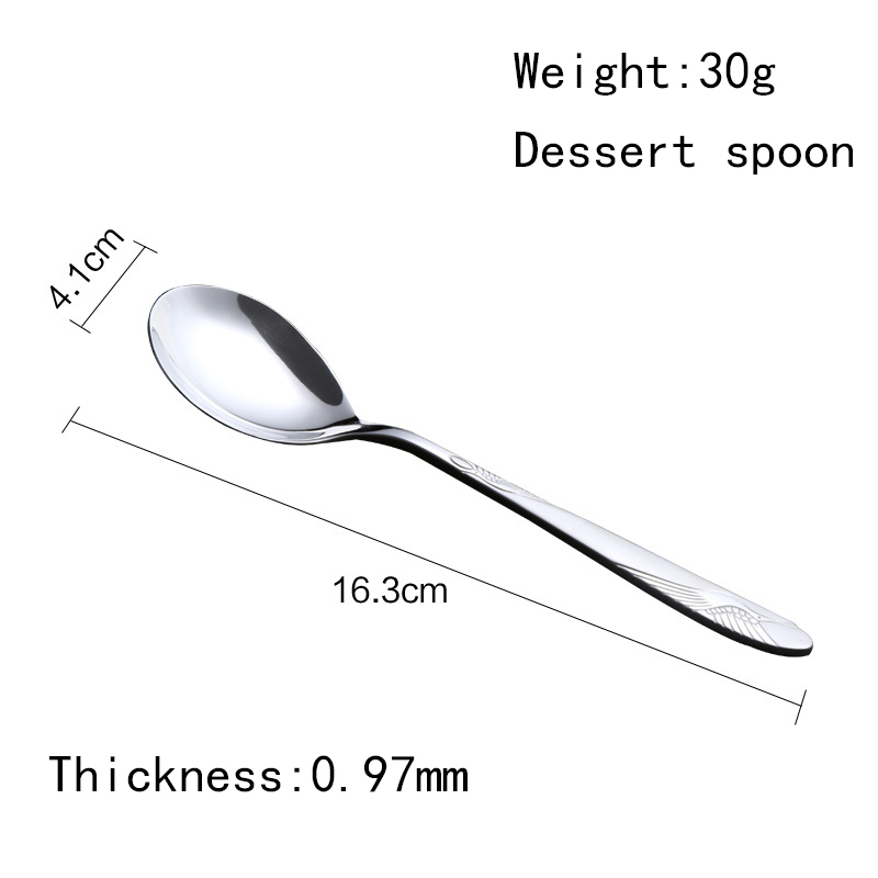 2021 new design cutlery set stainless steel dinnerware flatware set dessert spoons set for hotel