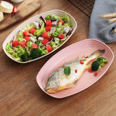 Eco-friendly Wheat Straw 4 Color Fish Plate Rectangle Wheat Straw Fish Plate Cutlery Set Food Dessert Plate