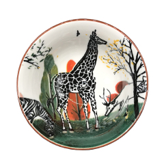 Cute Animal Design Ceramic Dinnerware 7'' Irregular Bowl Family Children's Porcelain Tableware Set