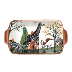 Ceramic Tableware Set 9'' Rectangular Baking Dish Nordic Forest Animal Design Family Hotel Restaurant Porcelain Dinnerware Set