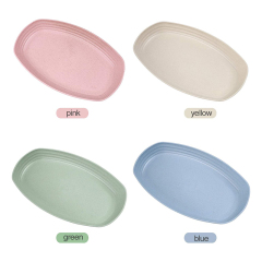 Eco-friendly Wheat Straw 4 Color Fish Plate Rectangle Wheat Straw Fish Plate Cutlery Set Food Dessert Plate