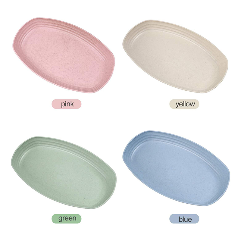 Eco-friendly Wheat Straw 4 Color Fish Plate Rectangle Wheat Straw Fish Plate Cutlery Set Food Dessert Plate