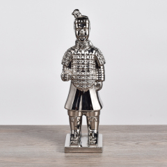 Ceramic Ornaments Terra-Cotta Warriors Figurines Ancient Soldiers Statue Silver Decorations Gift Home Hotel Wedding Decor