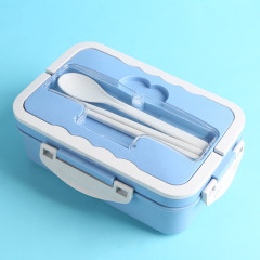 Wheat straw portable microwave-heated and insulated lunch box portable with lid sealed student fast food lunch box