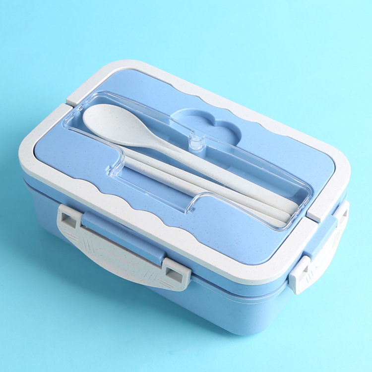 Wheat straw portable microwave-heated and insulated lunch box portable with lid sealed student fast food lunch box