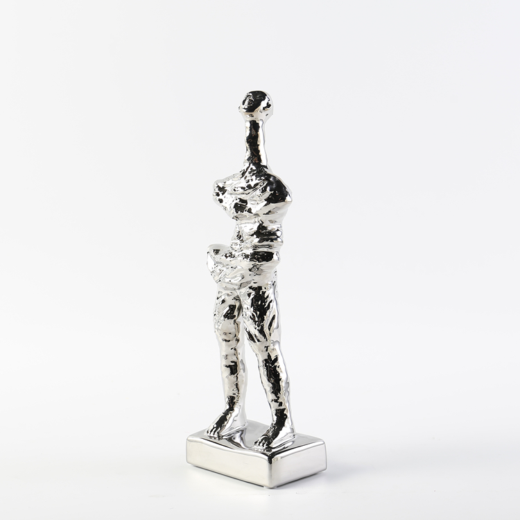 Modern Luxury Ceramic Decorations Figure Statue Art Ornaments Unique Silver Home Hotel Wedding Ornament Gift