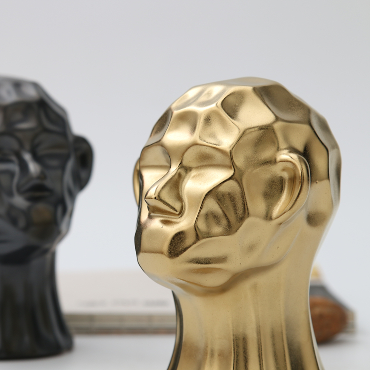 Modern Classic Black Head statue Art Ornaments Gift Ceramic Home Hotel Wedding Decor Accessories