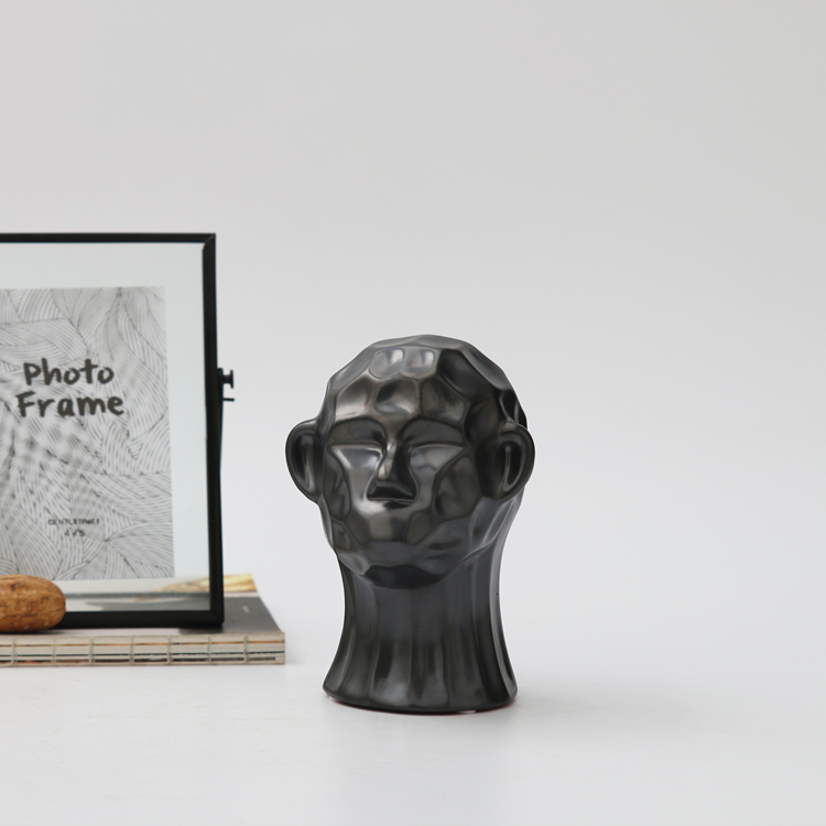 Modern Classic Black Head statue Art Ornaments Gift Ceramic Home Hotel Wedding Decor Accessories