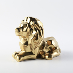Modern Luxury Classic Gold Plated Lion Art Ornaments Gift Ceramic Home Hotel Wedding Decor Accessories