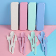 Wholesale 29 pieces of wheat straw bowls cups spoons forks chopsticks cutlery cutlery set wheat straw cutlery set plate dish