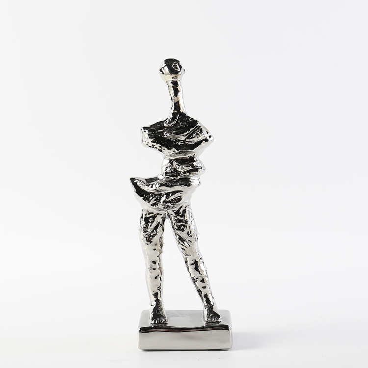 Modern Luxury Ceramic Decorations Figure Statue Art Ornaments Unique Silver Home Hotel Wedding Ornament Gift