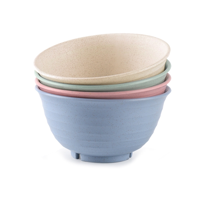 Japanese wheat straw round bowl household large rice bowl drop resistant plastic instant noodle bowl