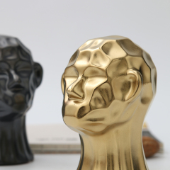Classic Luxury Gold Plated Head statue Art Ornaments Gift Ceramic Home Hotel Wedding Decor Accessories Art Sculptures