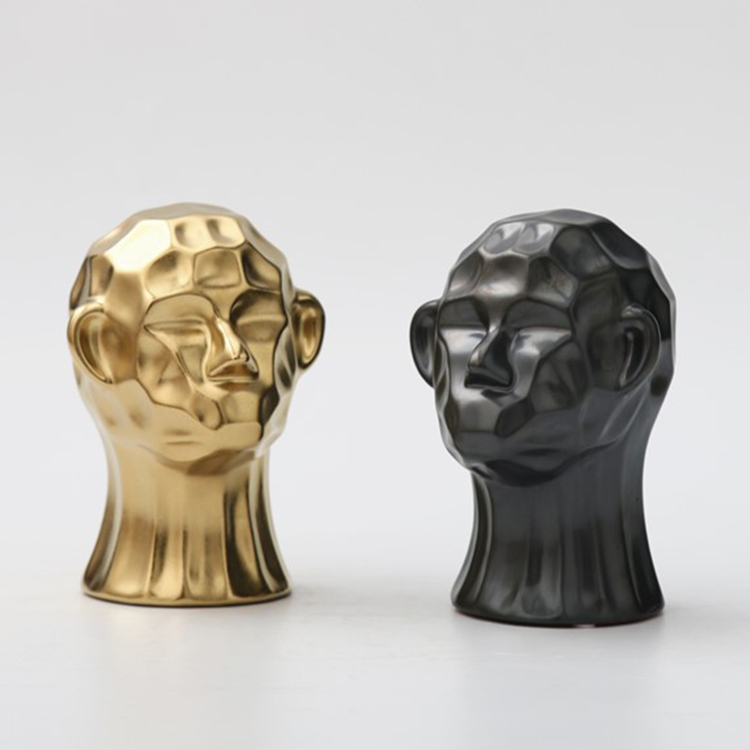 Modern Classic Black Head statue Art Ornaments Gift Ceramic Home Hotel Wedding Decor Accessories