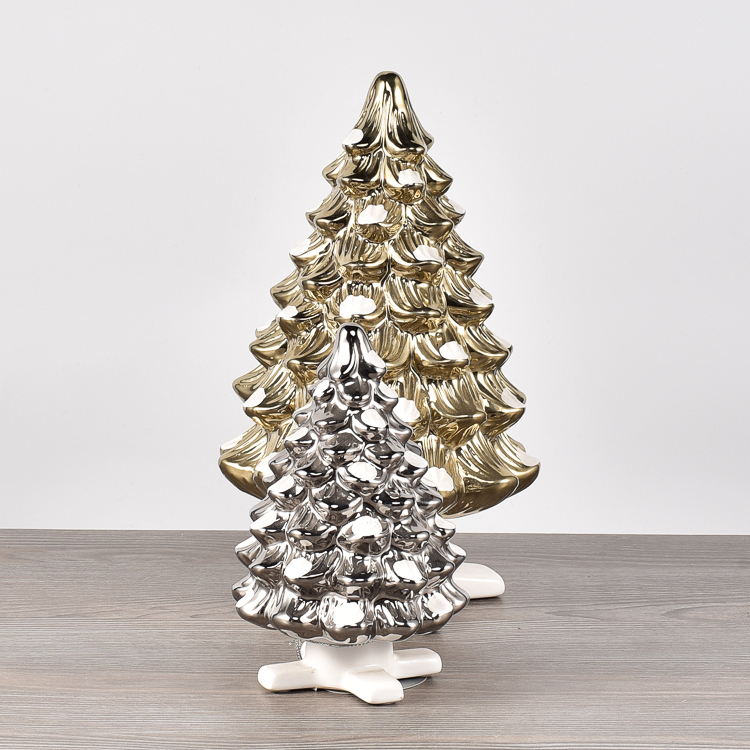 Christmas Ornaments Gift Golden Christmas Tree Small Statue Ceramic Decorations Home Hotel Store Office Decor Accessories