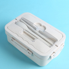 Wheat straw portable microwave-heated and insulated lunch box portable with lid sealed student fast food lunch box