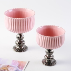 Nordic Pink Ceramic Vase Small Flower Vase Stand Indoor Decorative Home Restaurant Hotel Wedding Decoration