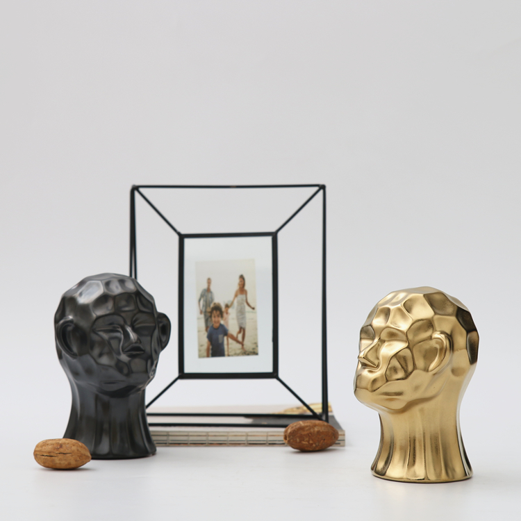 Modern Classic Black Head statue Art Ornaments Gift Ceramic Home Hotel Wedding Decor Accessories