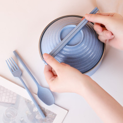 Instant noodle bowl set household instant noodle bowl with lid PP wheat 304 stainless steel kitchen accessories Bowls