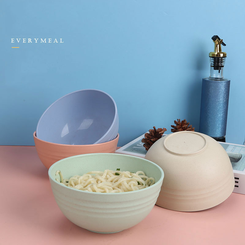 Wheat straw 6 inch household plastic rice instant noodle bowl Japanese soup bowl set gift small bowls