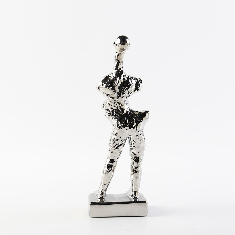 Modern Luxury Ceramic Decorations Figure Statue Art Ornaments Unique Silver Home Hotel Wedding Ornament Gift