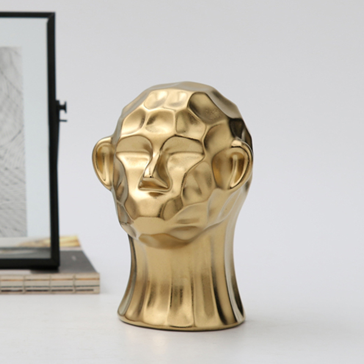 Classic Luxury Gold Plated Head statue Art Ornaments Gift Ceramic Home Hotel Wedding Decor Accessories Art Sculptures