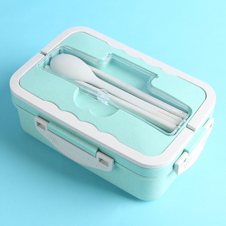 Wheat straw portable microwave-heated and insulated lunch box portable with lid sealed student fast food lunch box