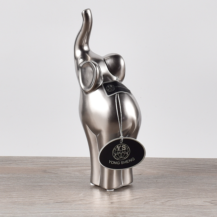 Modern Style Ceramic Decorations Elephant Statue Silver Animal Ornaments Gift Crafts Home Hotel Wedding Decoration