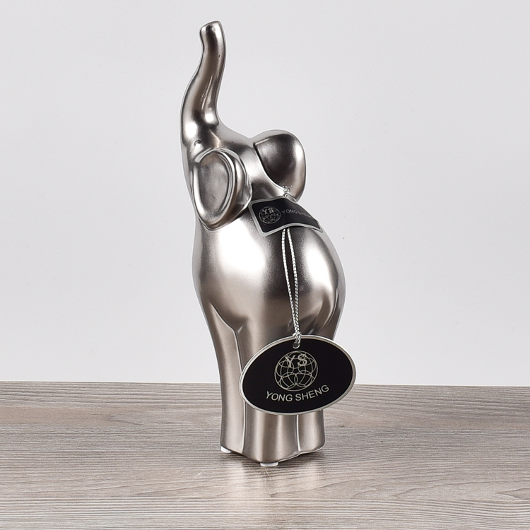 Modern Style Ceramic Decorations Elephant Statue Silver Animal Ornaments Gift Crafts Home Hotel Wedding Decoration