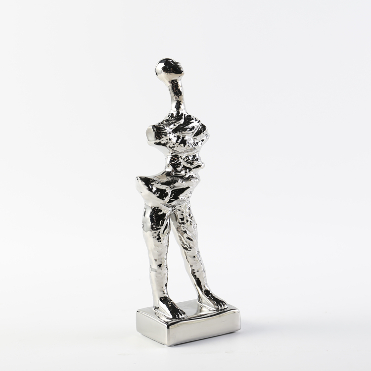 Modern Luxury Ceramic Decorations Figure Statue Art Ornaments Unique Silver Home Hotel Wedding Ornament Gift