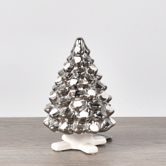 Christmas Decorations Silver Christmas Tree Small Statue Ceramic Ornaments Gift Home Hotel Store Office Decor Accessories
