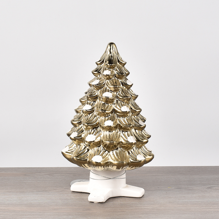 Christmas Ornaments Gift Golden Christmas Tree Small Statue Ceramic Decorations Home Hotel Store Office Decor Accessories