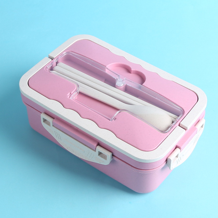 Wheat straw portable microwave-heated and insulated lunch box portable with lid sealed student fast food lunch box