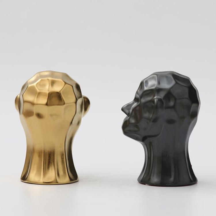 Classic Luxury Gold Plated Head statue Art Ornaments Gift Ceramic Home Hotel Wedding Decor Accessories Art Sculptures
