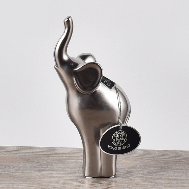 Modern Style Ceramic Decorations Elephant Statue Silver Animal Ornaments Gift Crafts Home Hotel Wedding Decoration