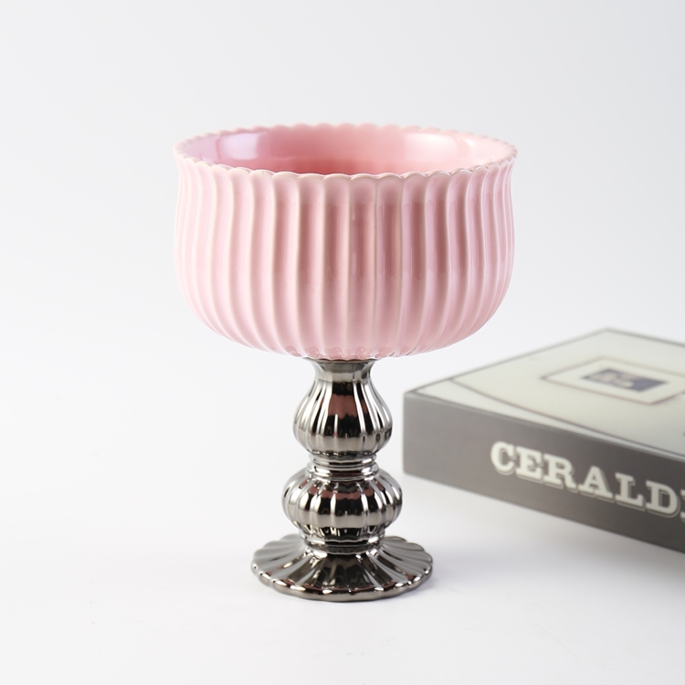 Nordic Pink Ceramic Vase Small Flower Vase Stand Indoor Decorative Home Restaurant Hotel Wedding Decoration