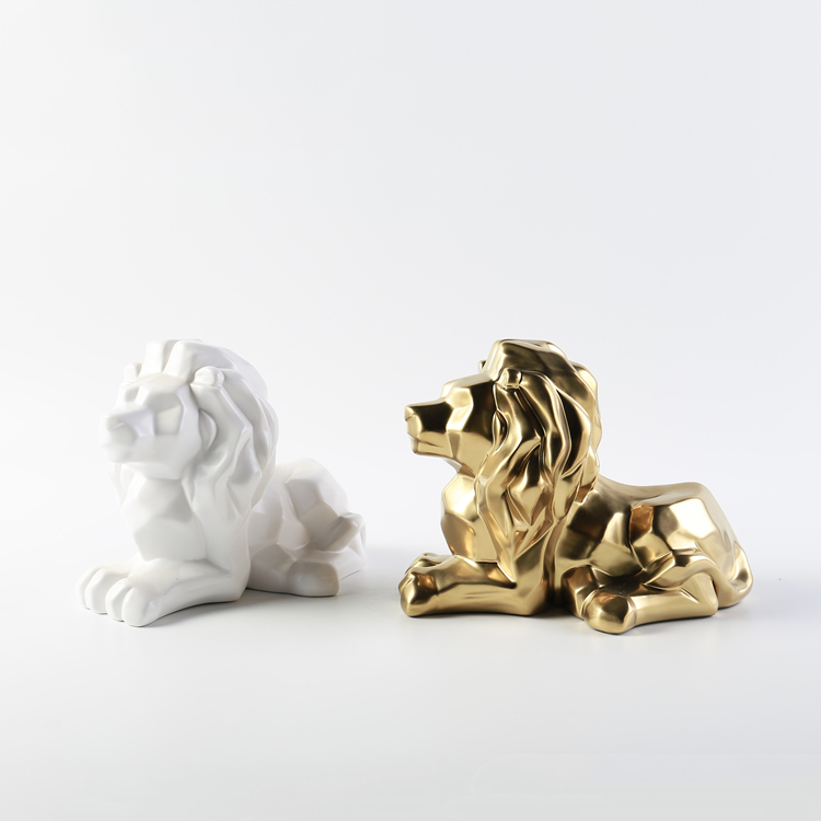Unique Nordic Style White Lion Shape Art Ornaments Gift Animal Ceramic Home Hotel Wedding Decor Accessories