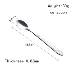Reusable mirror polish silver color spoon stainless steel ice spoons scoops with long handle