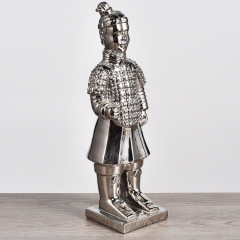 Ceramic Ornaments Terra-Cotta Warriors Figurines Ancient Soldiers Statue Silver Decorations Gift Home Hotel Wedding Decor