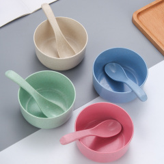 Wheat Straw Kids Bowl Set Children Bowls with Spoon Baby Bowl Dinnerware Eco-friendly Biodegradable Natural Wheat Straw+ PP