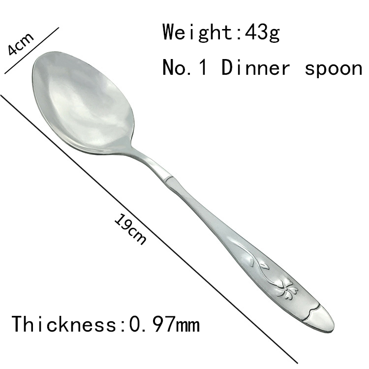 Wholesale Cheap Reusable Stainless Steel Table Spoon Scoop Flatware set