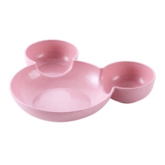 Mickey Mouse kids children plate wheat straw cutlery sets bowl fork spoon and chopsticks tableware baby tableware