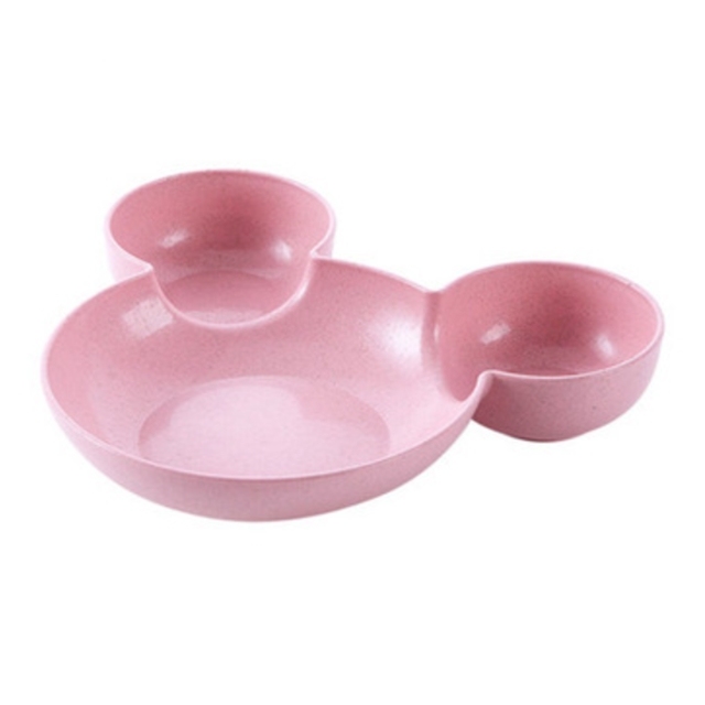 Mickey Mouse kids children plate wheat straw cutlery sets bowl fork spoon and chopsticks tableware baby tableware