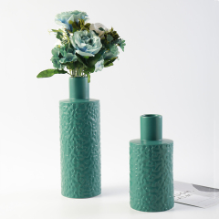 Retro Green Ceramic Flower Vase Nordic Matte Cylinder Vase Modern Home Restaurant Wedding Hotel Decoration
