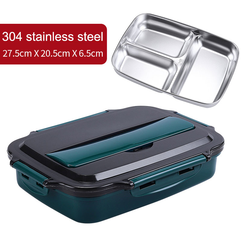 3-cell 304 stainless steel travel portable office worker lunch box student compartment insulation lunch box set meal