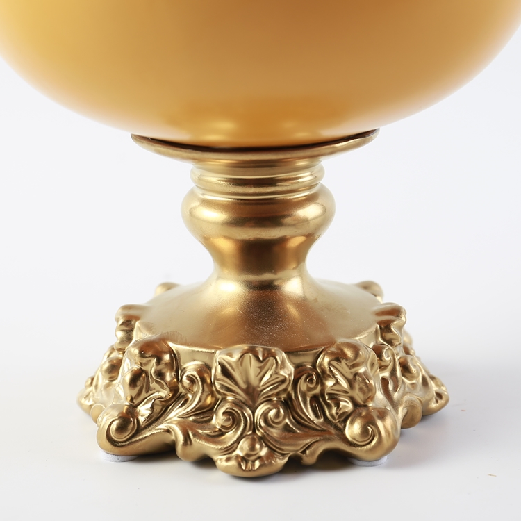 European Luxury Design Round Shape Ceramic Vase Gold Flower Vase Stand Home Restaurant Wedding Hotel Decoration