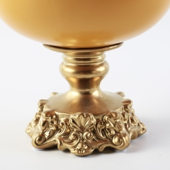 European Luxury Design Round Shape Ceramic Vase Gold Flower Vase Stand Home Restaurant Wedding Hotel Decoration